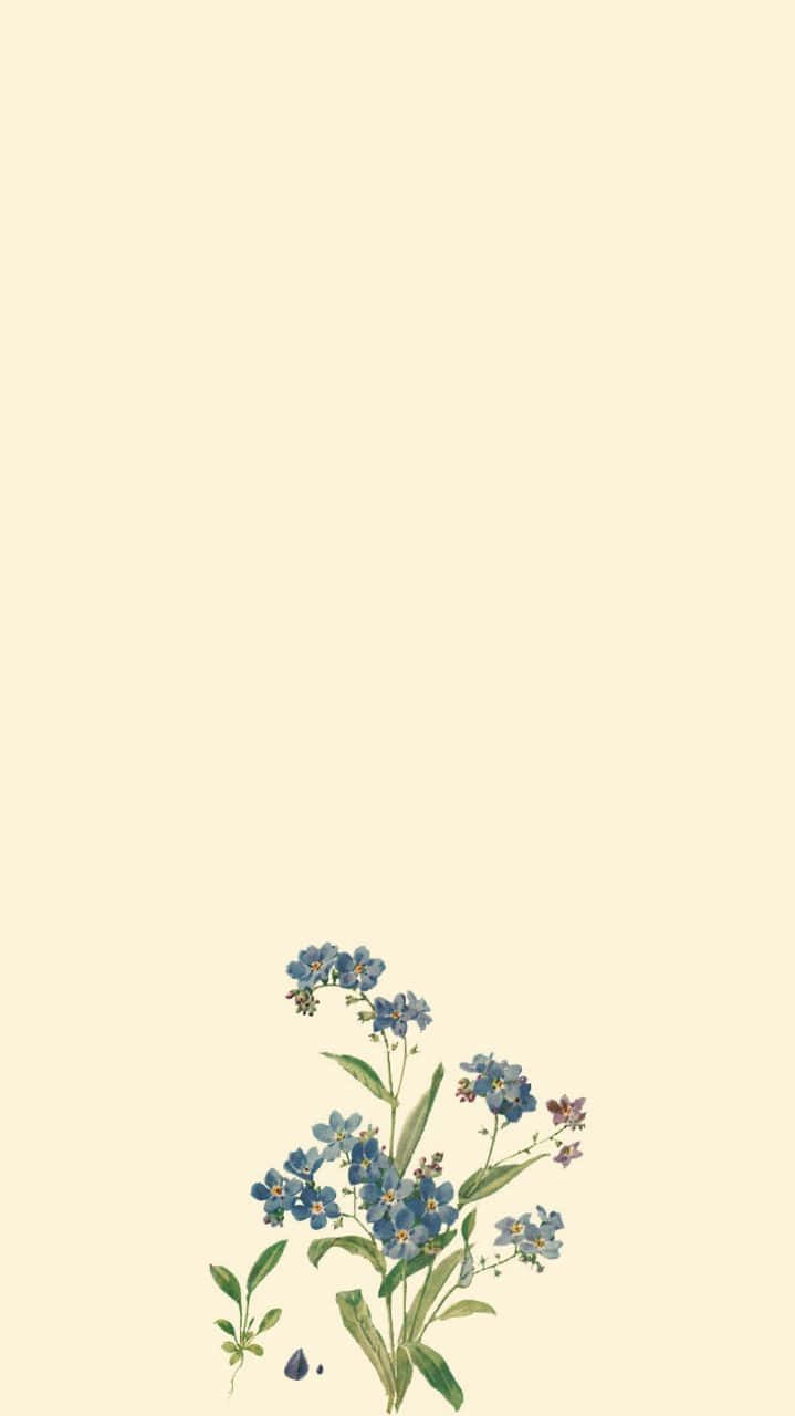 Blue Flowers Minimalist Art Aesthetic Wallpaper