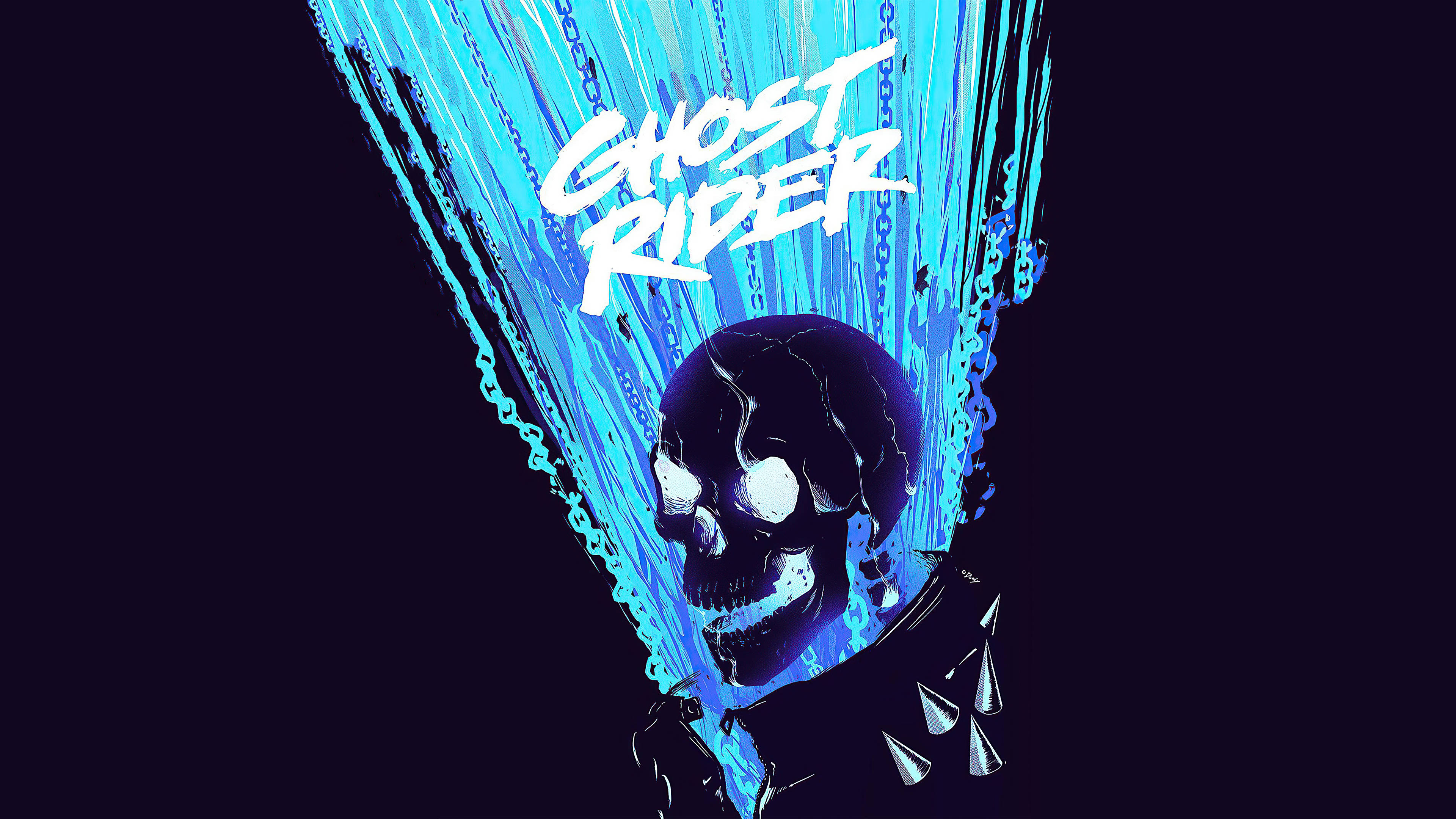 Blue Ghost Rider Chain Artwork Wallpaper