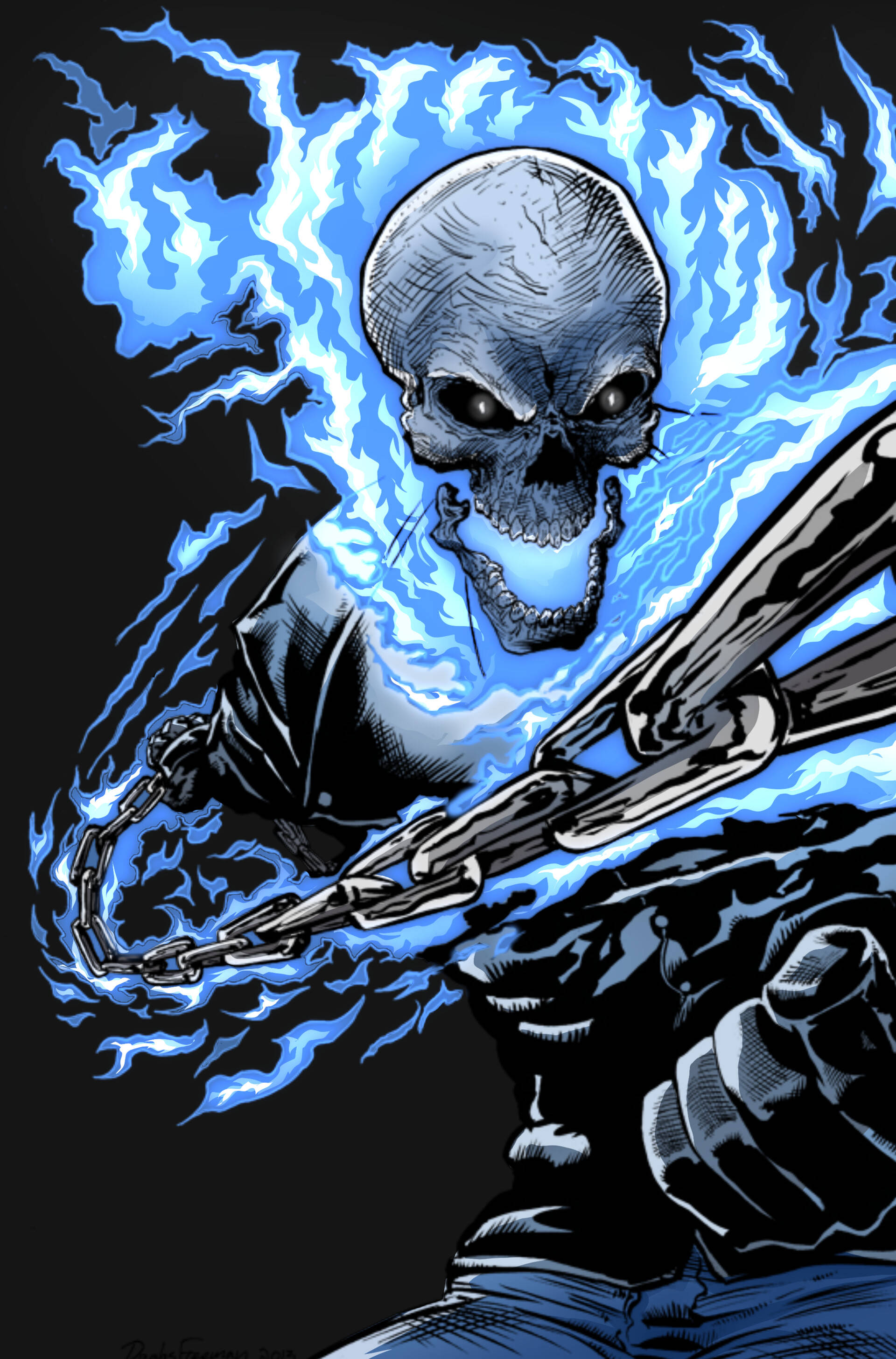 Blue Ghost Rider Comic Art Wallpaper