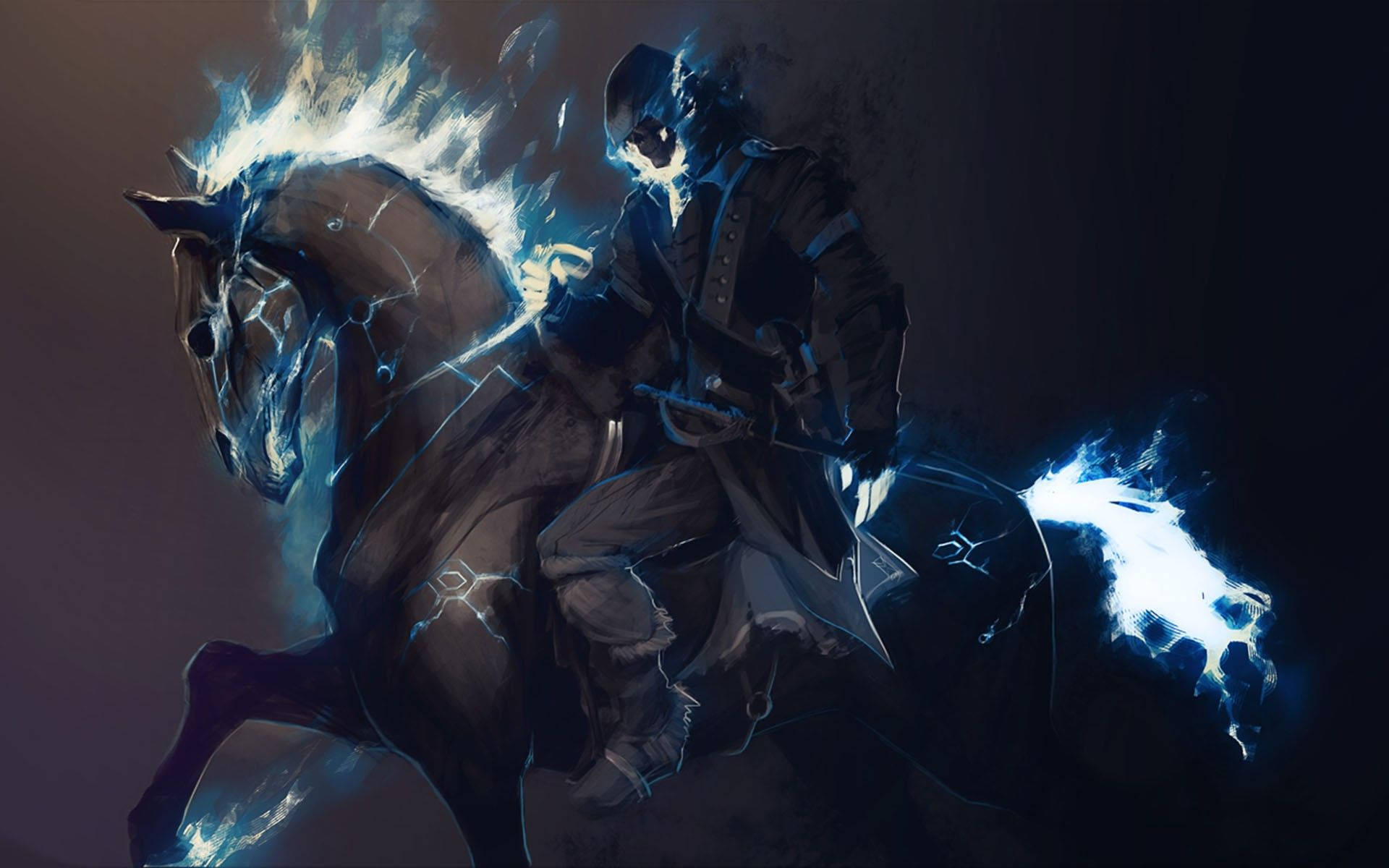 Blue Ghost Rider Painting Wallpaper