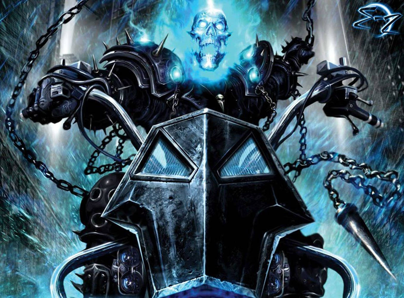 Blue Ghost Rider Riding Hell Cycle Wallpaper