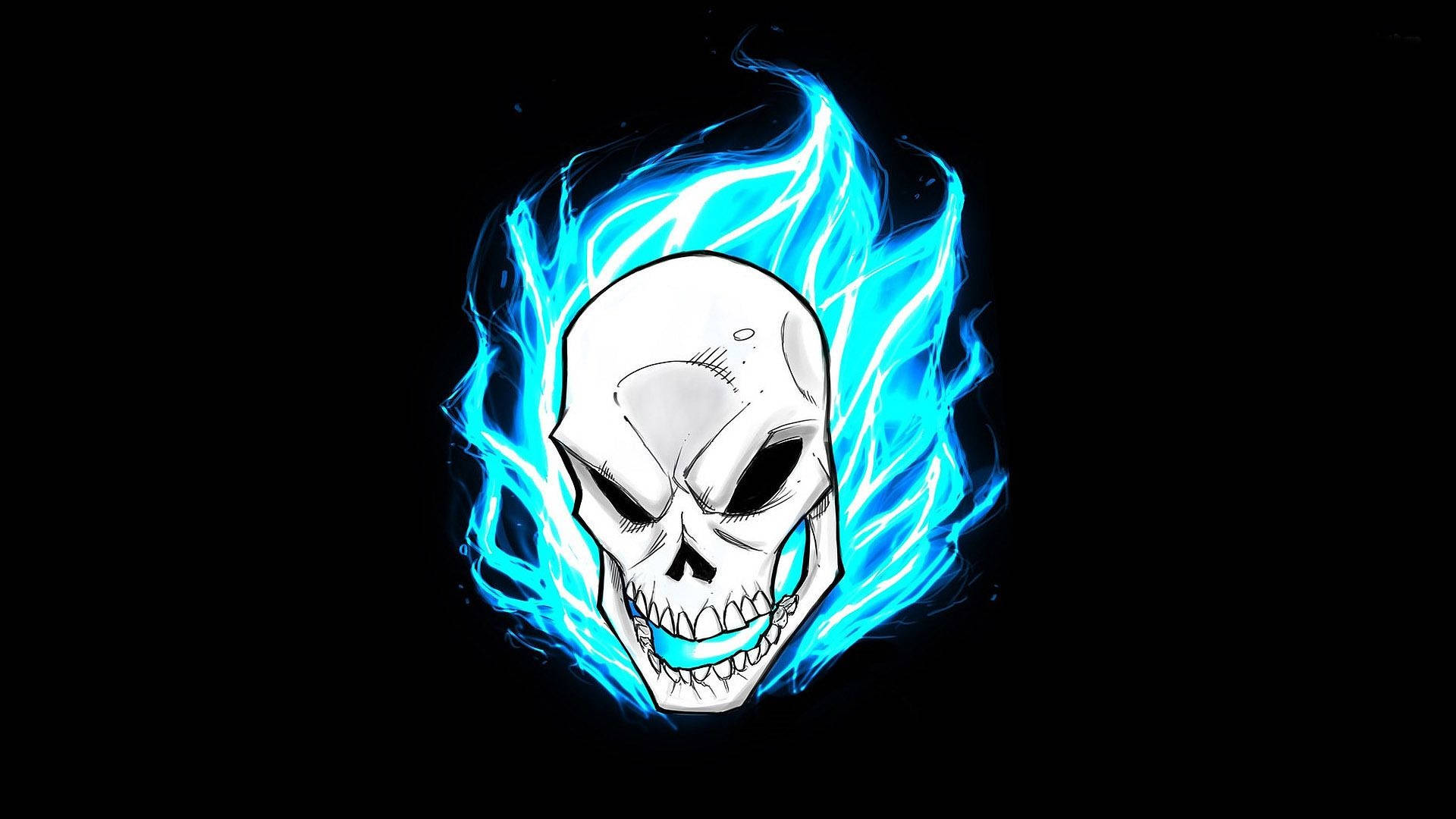 Blue Ghost Rider Skull Art Wallpaper