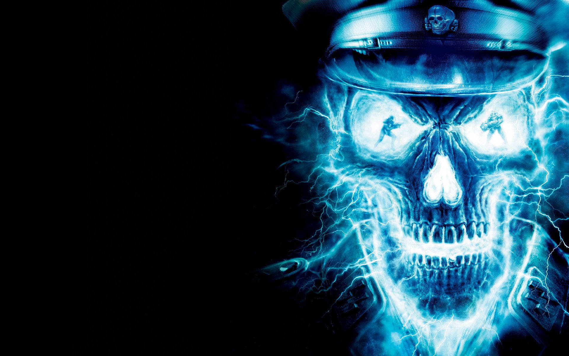 Blue Ghost Rider With Pirate Hat Wallpaper