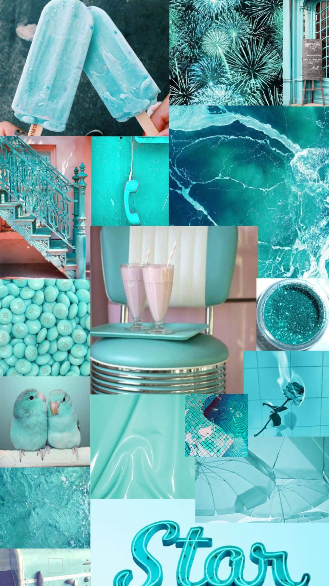 Blue Green Aesthetic Ice Popsicles Fireworks Wallpaper
