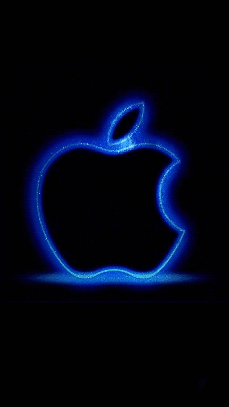 Blue Lit Apple Logo Iphone Wallpaper