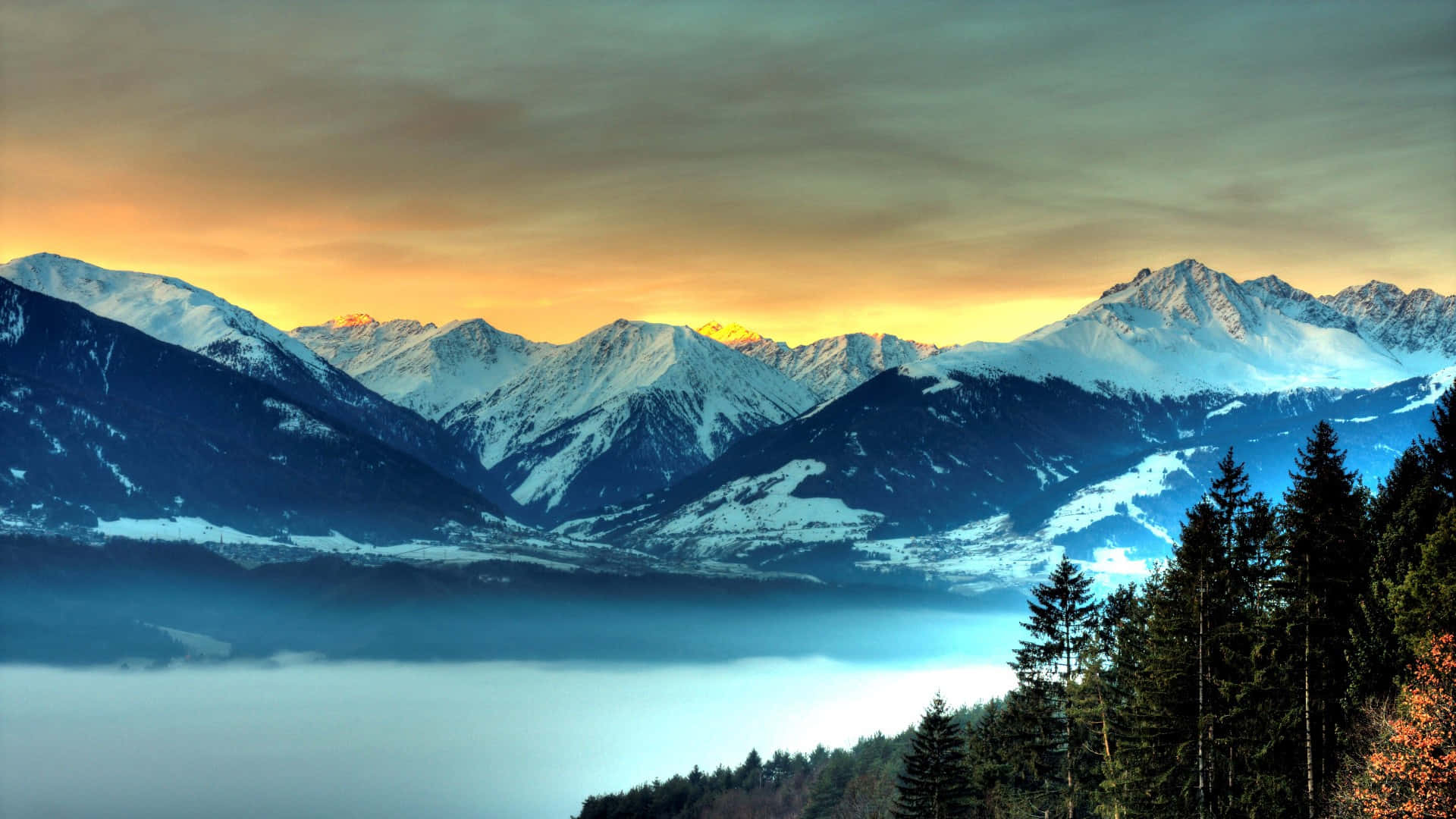 Blue Mountain Rising In The Clear Blue Sky Wallpaper