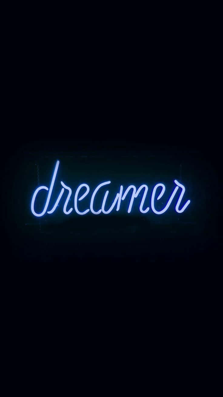 Blue Neon Dreamer Sign Wallpaper
