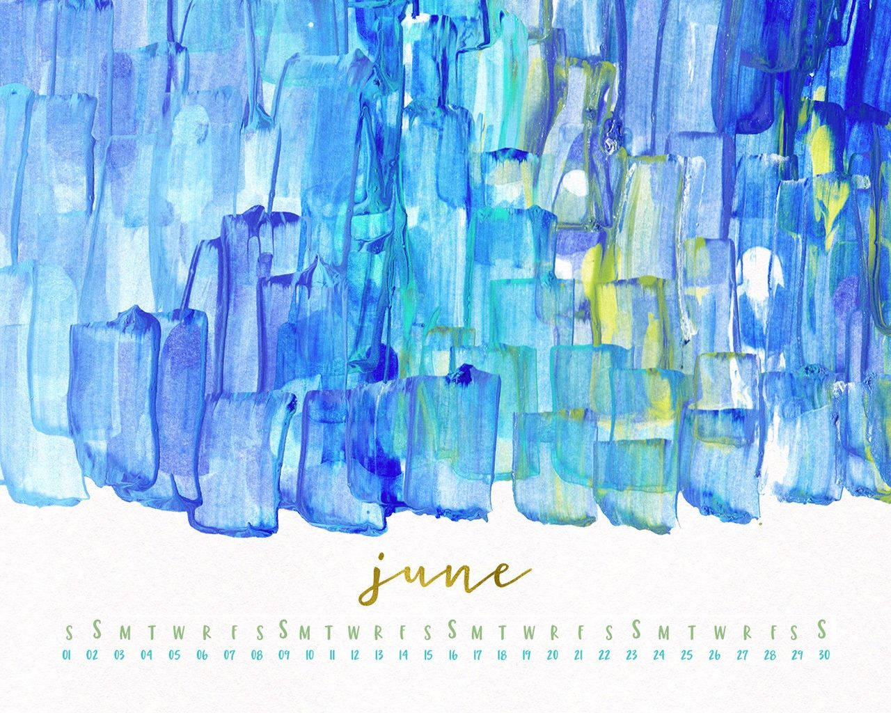 Blue Painting June Calendar Wallpaper