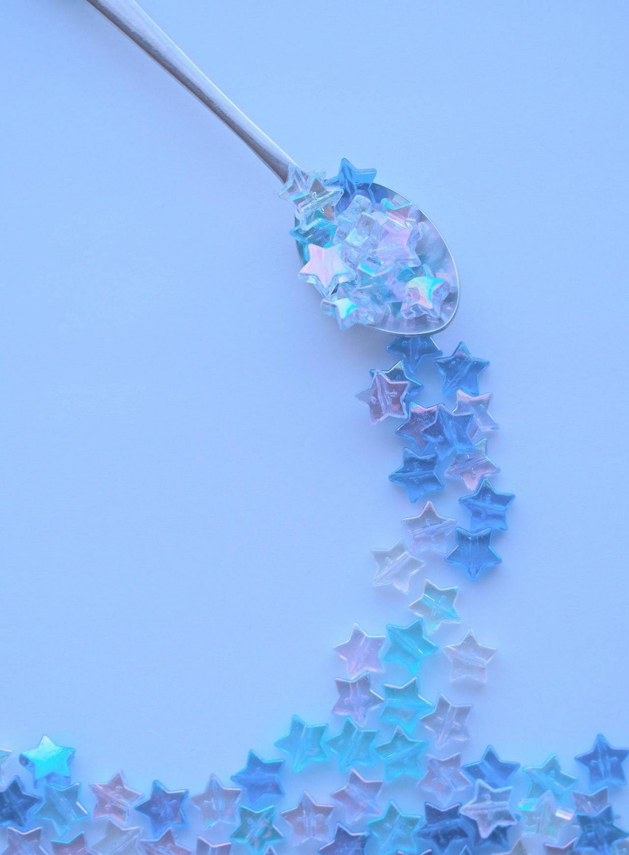 Blue Pastel Aesthetic Star Beads Wallpaper