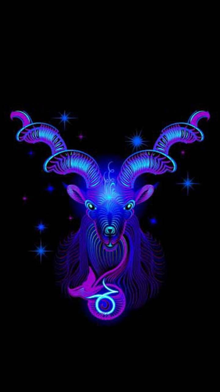 Blue Psychedelic Ram Aries Aesthetic Wallpaper