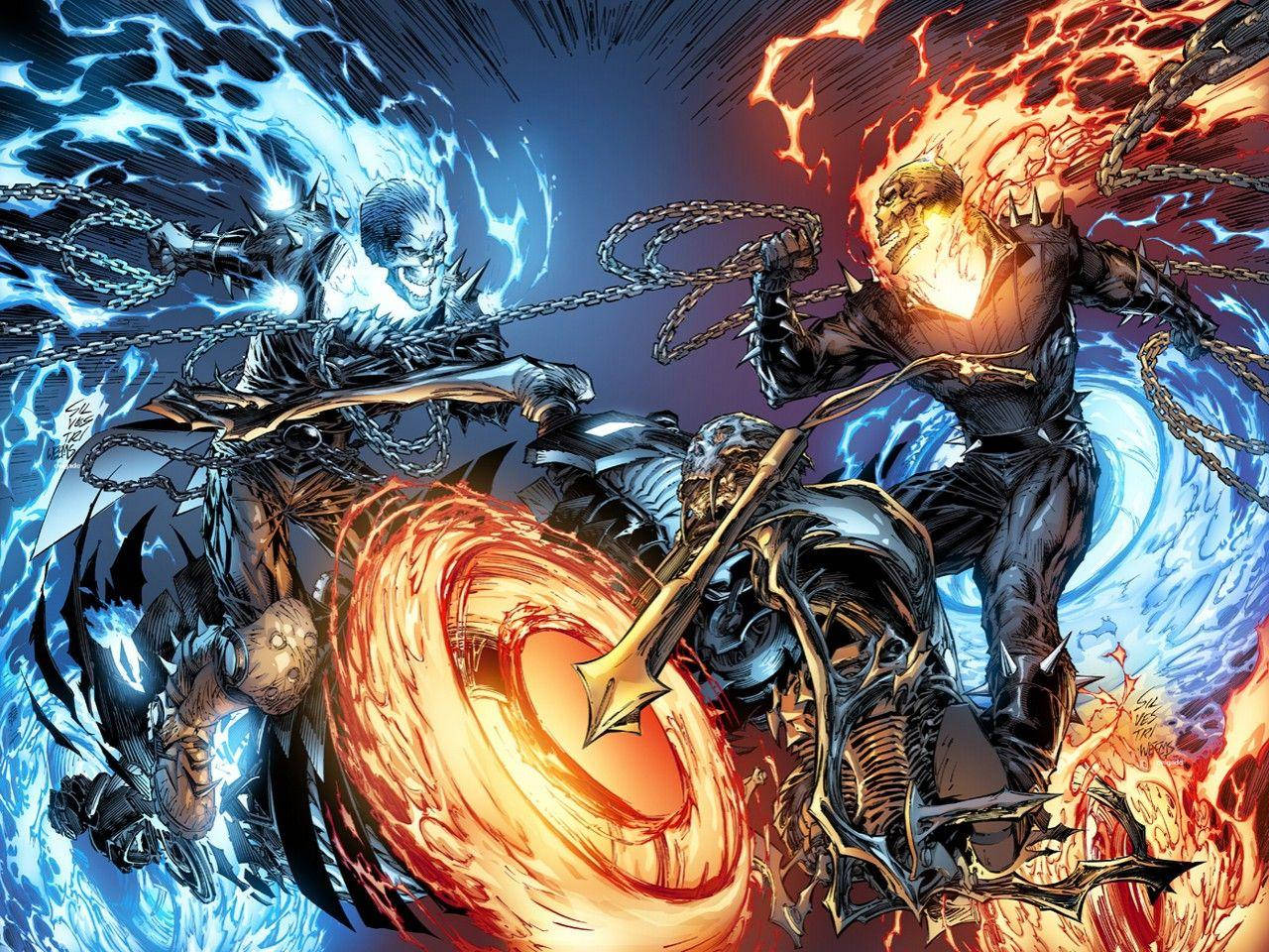 Blue Skull Demon Vs. Ghost Rider Wallpaper