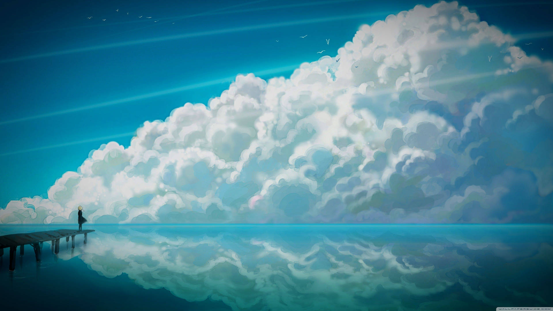 Download free Blue Sky Horizon Anime Wallpaper - MrWallpaper.com