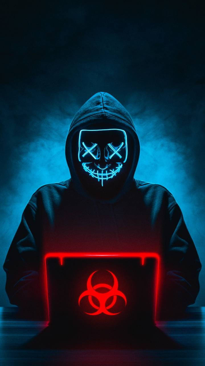 Blue Smoke Hacker Mask Wallpaper