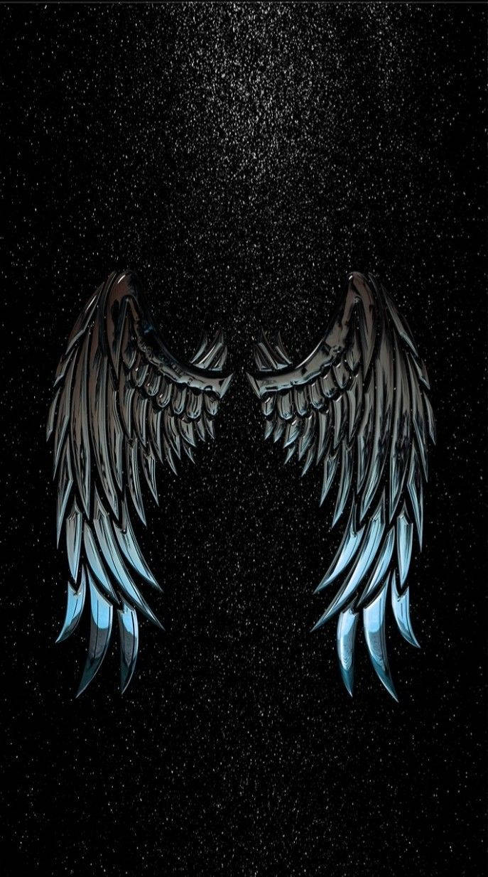 Blue To Black Angel Wings Wallpaper