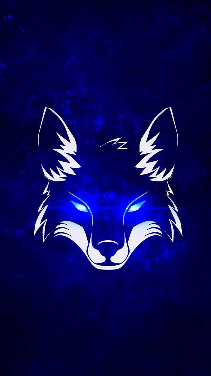 Blue Wolf Minimalist Logo Wallpaper