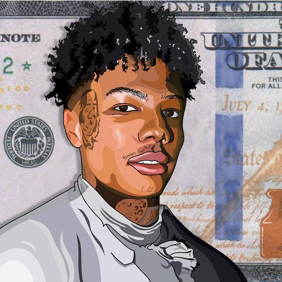 Blueface Flaunting A 100 Dollar Bill Wallpaper