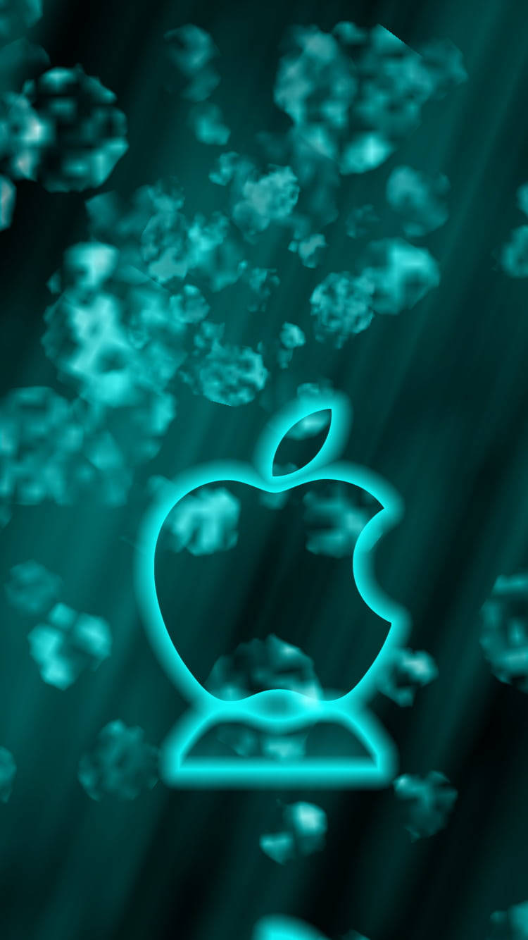 Blueish Green Apple Logo Iphone Wallpaper
