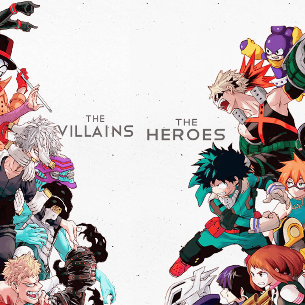 Bnha Villains Facing Off Heroes Wallpaper