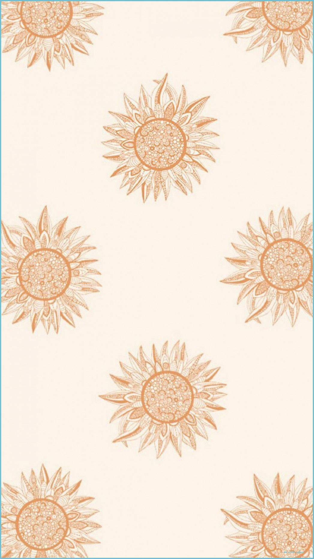 Boho Aesthetic Beige Flower Pattern Wallpaper