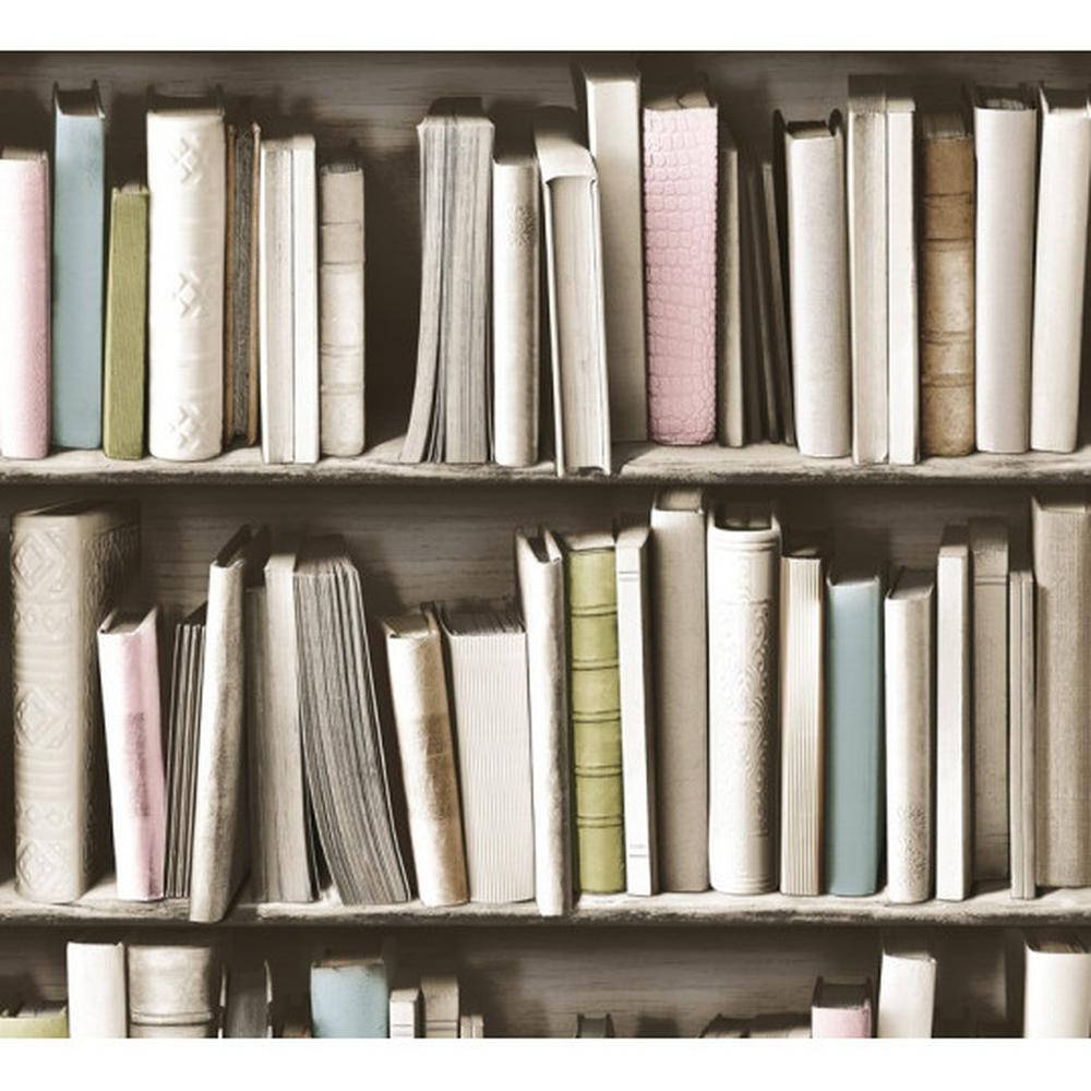 Bookshelf Pastel Books Wallpaper