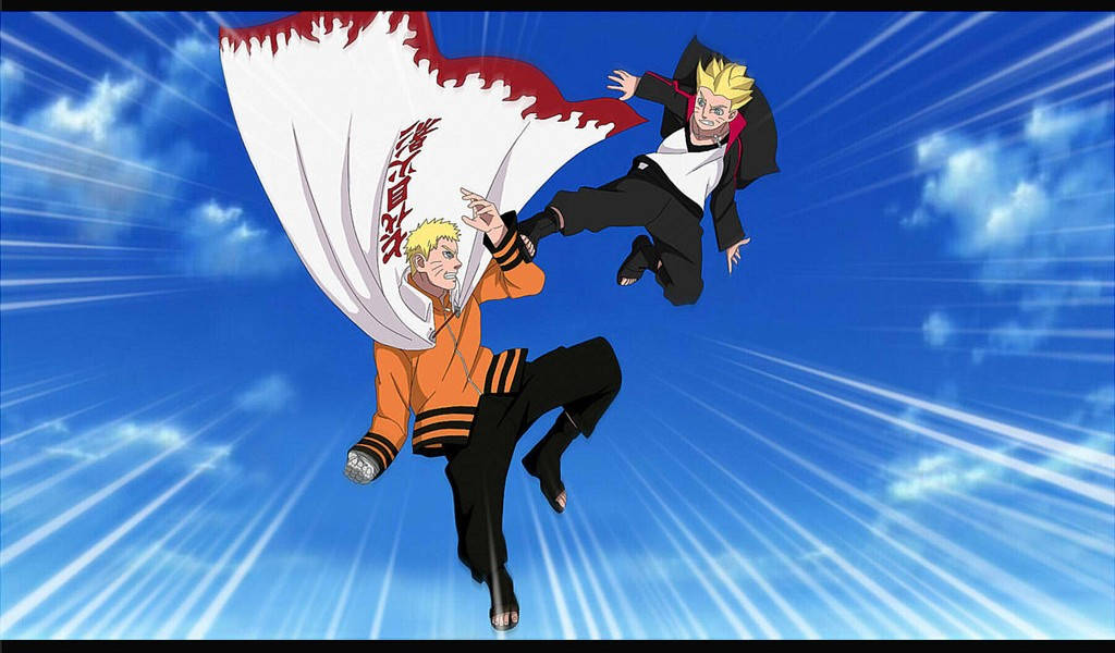 Boruto And Naruto Sky Fight Wallpaper