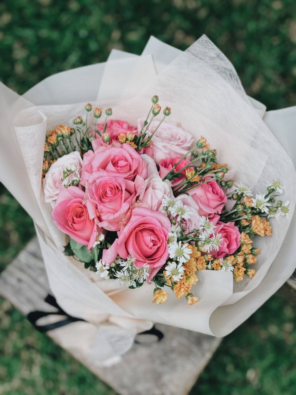 Bouquet In White Paper Wallpaper