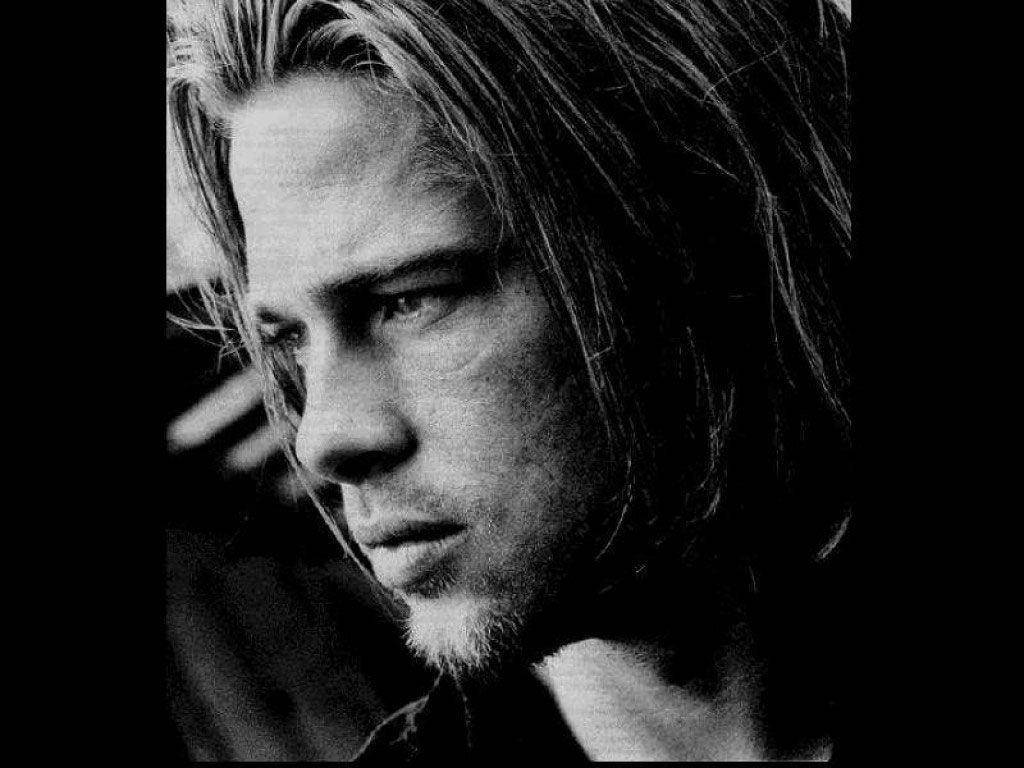 Brad Pitt Long Hair Close-up Wallpaper