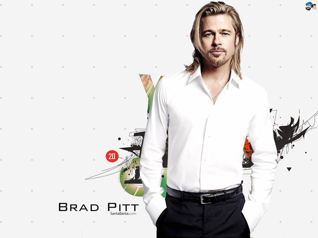 Brad Pitt White Modern Art Wallpaper