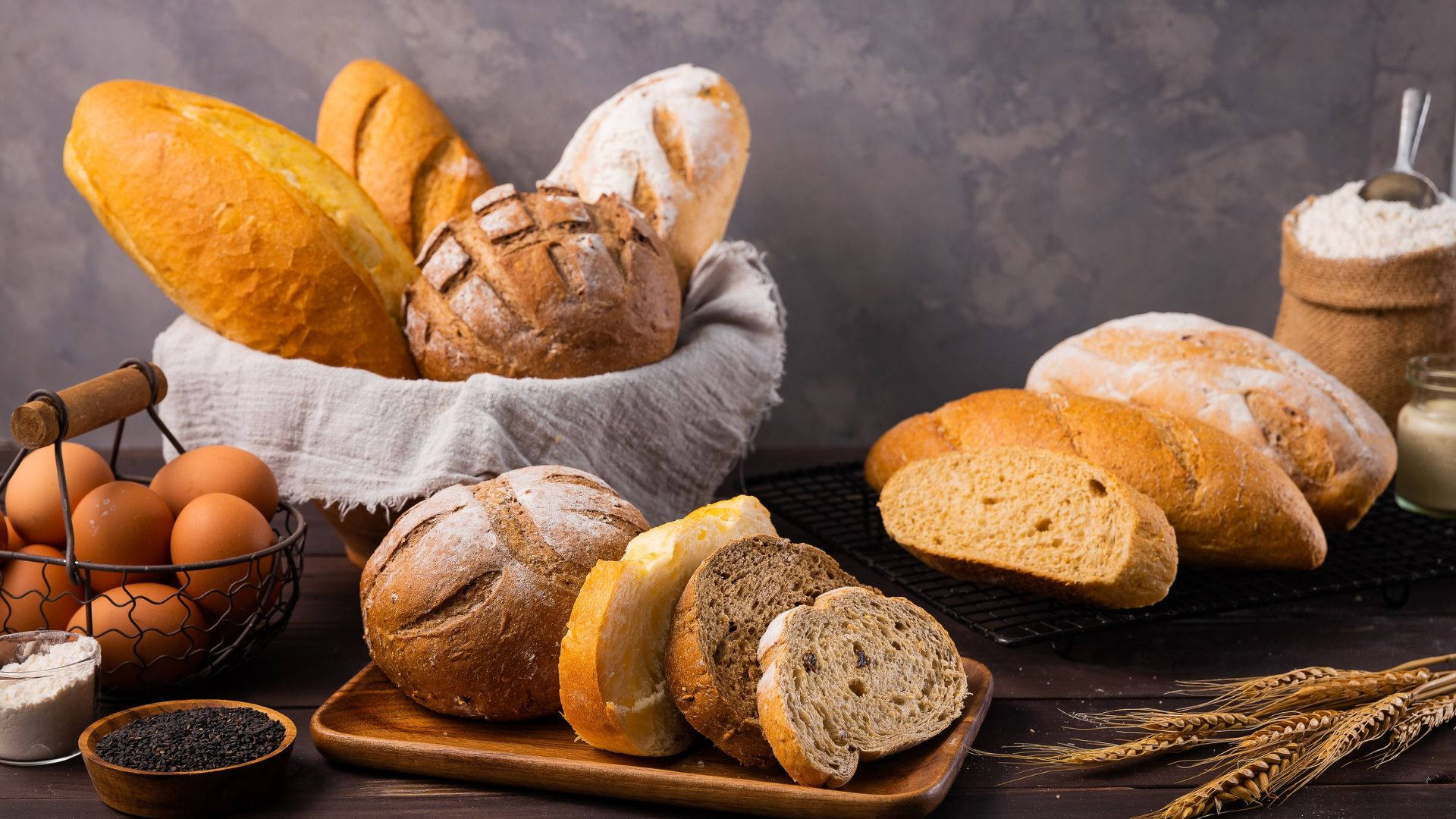 The process for making a delicious bread -Flour on the table