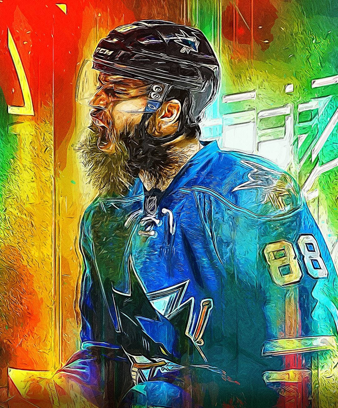 Brent Burns Rainbow Background Fan Art Wallpaper