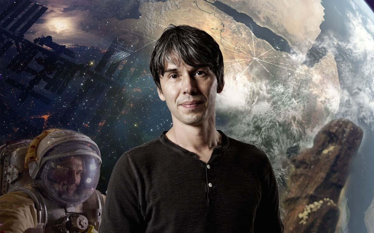 Brian Cox Space Exploration Backdrop Wallpaper