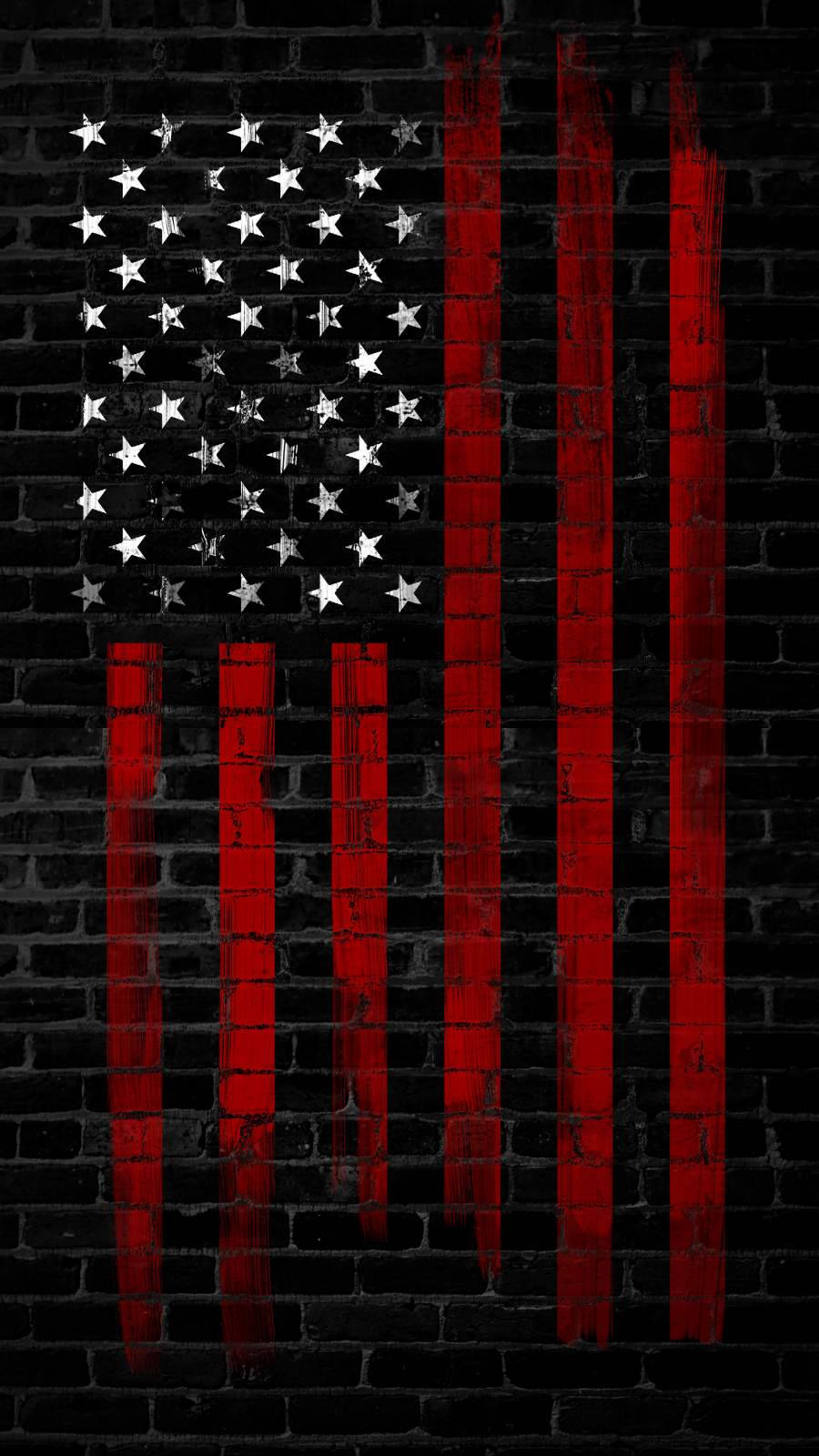 Brick Wall Painted With The Flag Of America Iphone Wallpaper