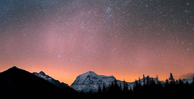 Bright Night Mountain Wallpaper