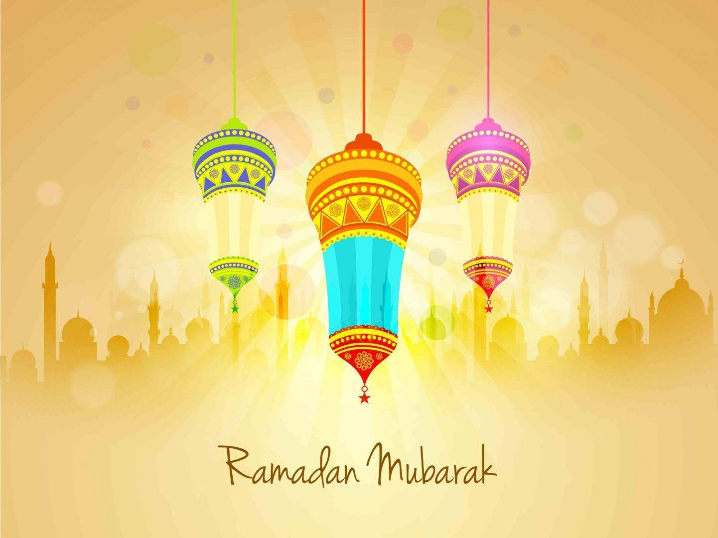 Bright Yellow Ramadan Mubarak Greetings Wallpaper