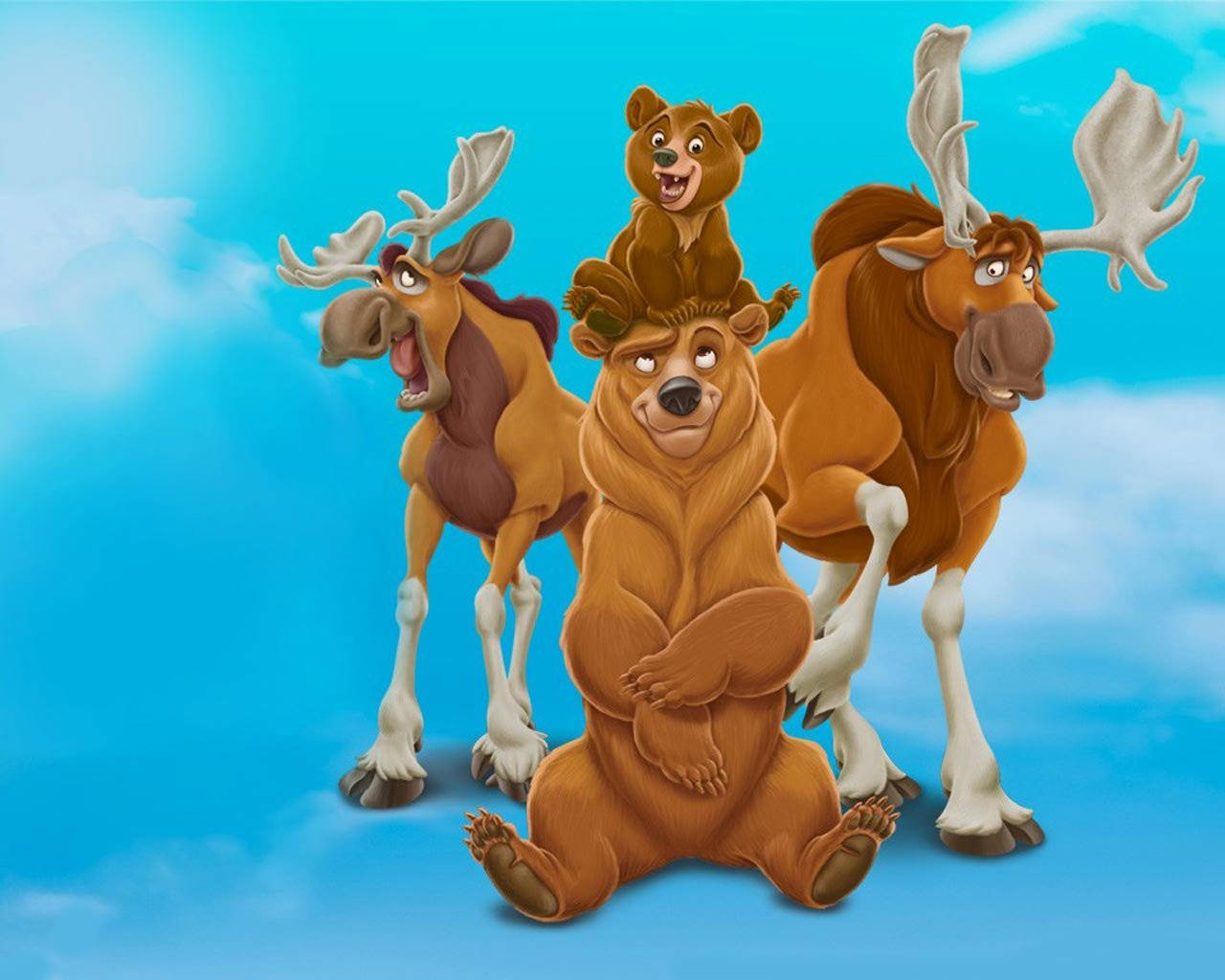Brother Bear Characters Sky Background Wallpaper
