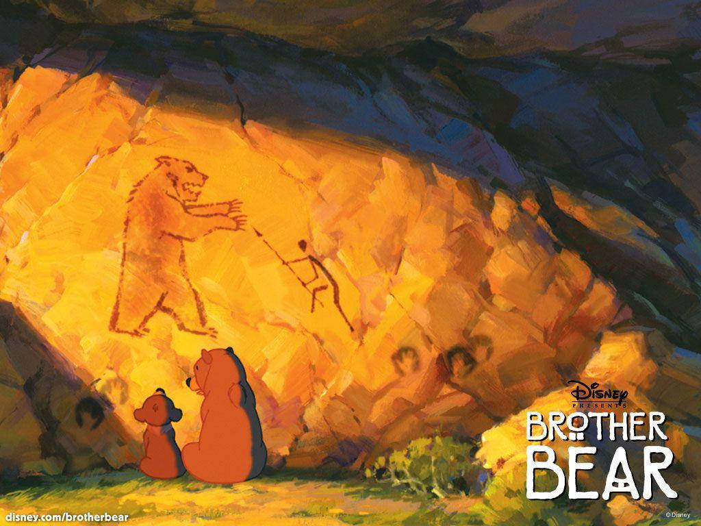 Brother Bear Rock Painting And Movie Logo Wallpaper
