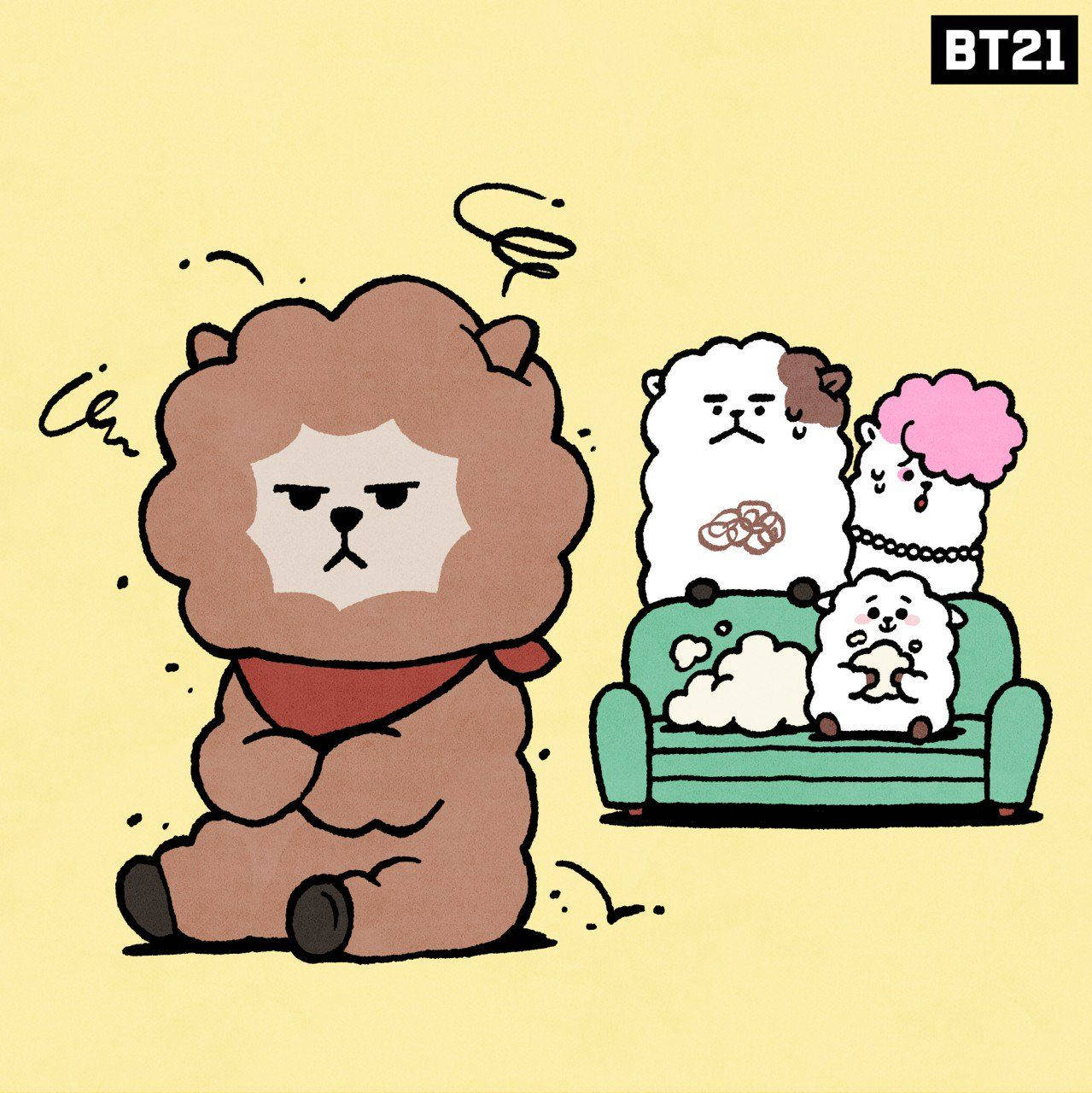 Brown Rj Bt21 With His Family Wallpaper