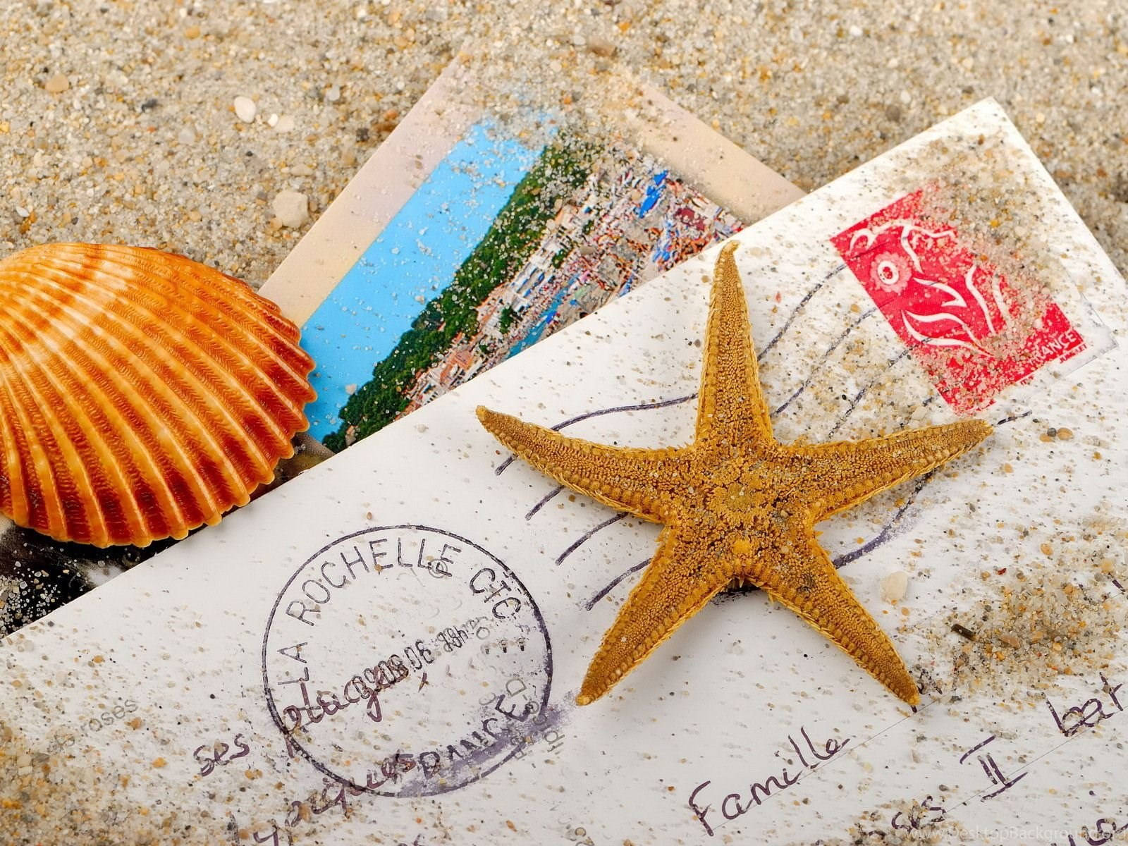 Brown Starfish And Old Letters Wallpaper