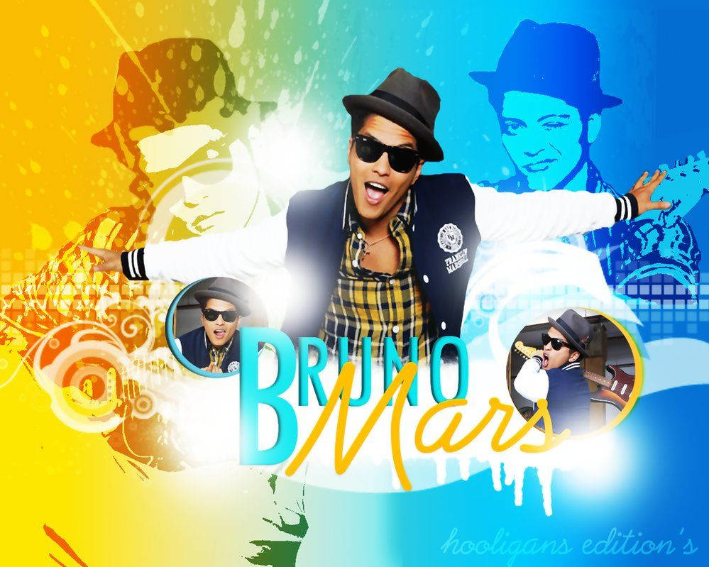 Bruno Mars Yellow And Blue Fan Art Wallpaper