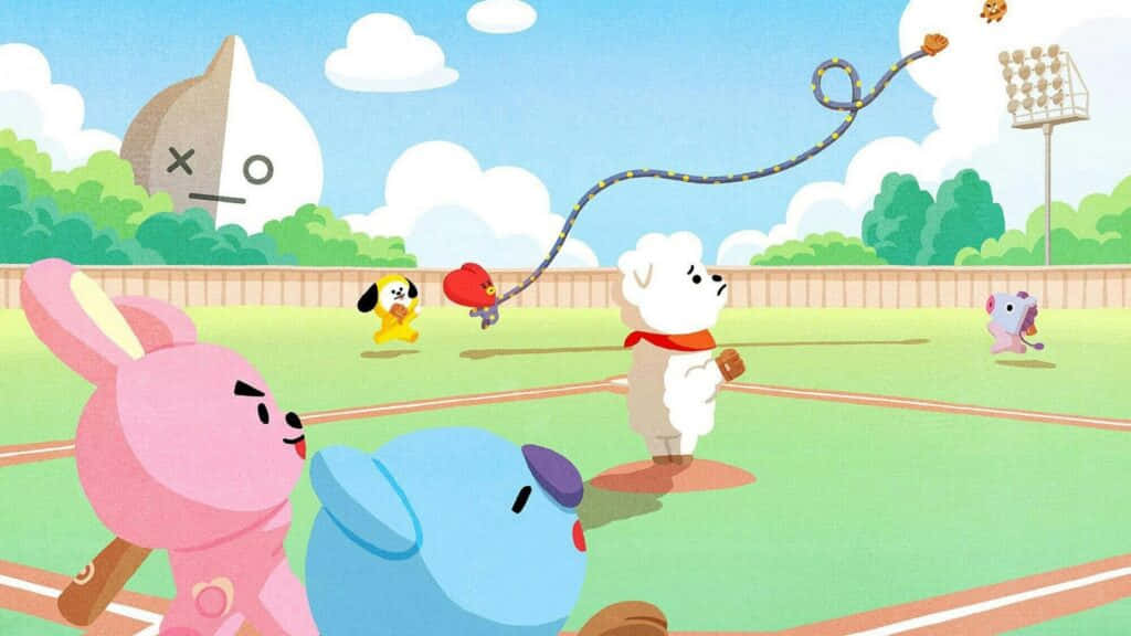 Bt21 4k Playing Baseball Wallpaper