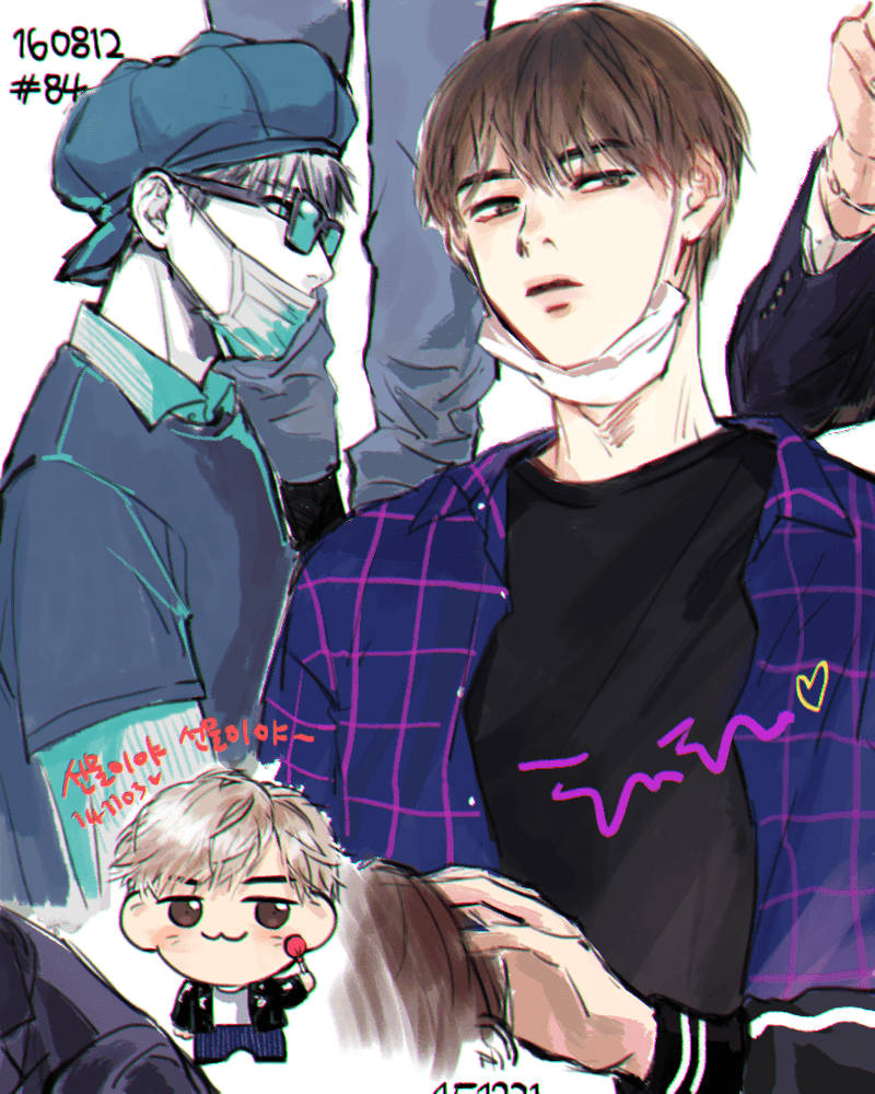 Bts Anime With Face Masks Wallpaper