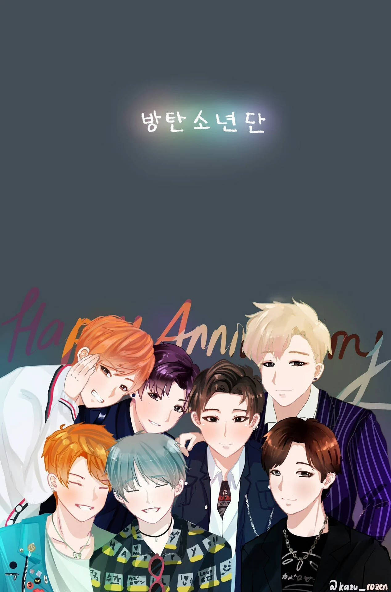 Download free Bts Cartoon Anniversary Wallpaper MrWallpaper