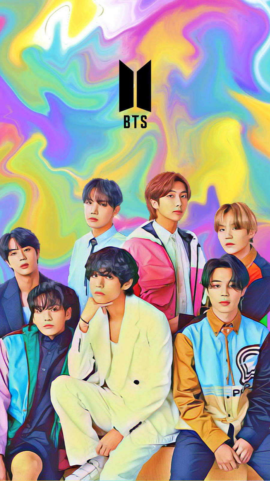 Bts Group Aesthetic With Marble Background Wallpaper