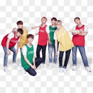 Bts Group Wears Cute Red, Yellow And Green Jerseys Wallpaper