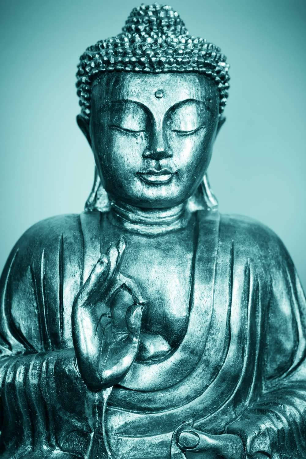 Buddha 3d Metallic Blue Statue Wallpaper