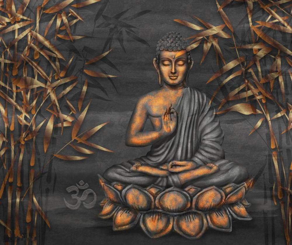 Buddha 3d With Bamboo Trees Wallpaper