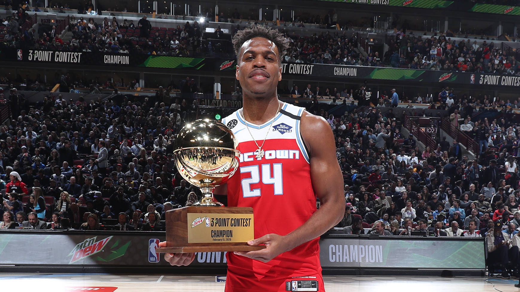 Buddy Hield With 3-point Champion Trophy Wallpaper