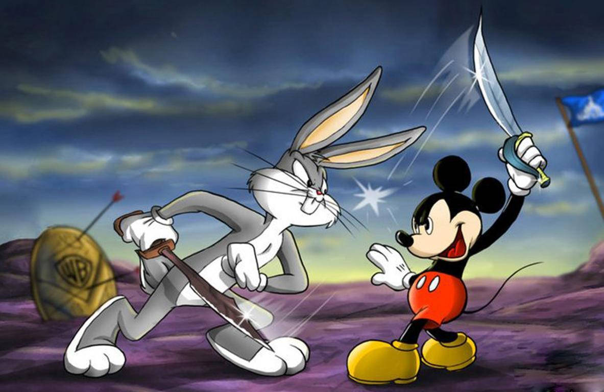 Bugs Bunny Fighting With Mickey Wallpaper