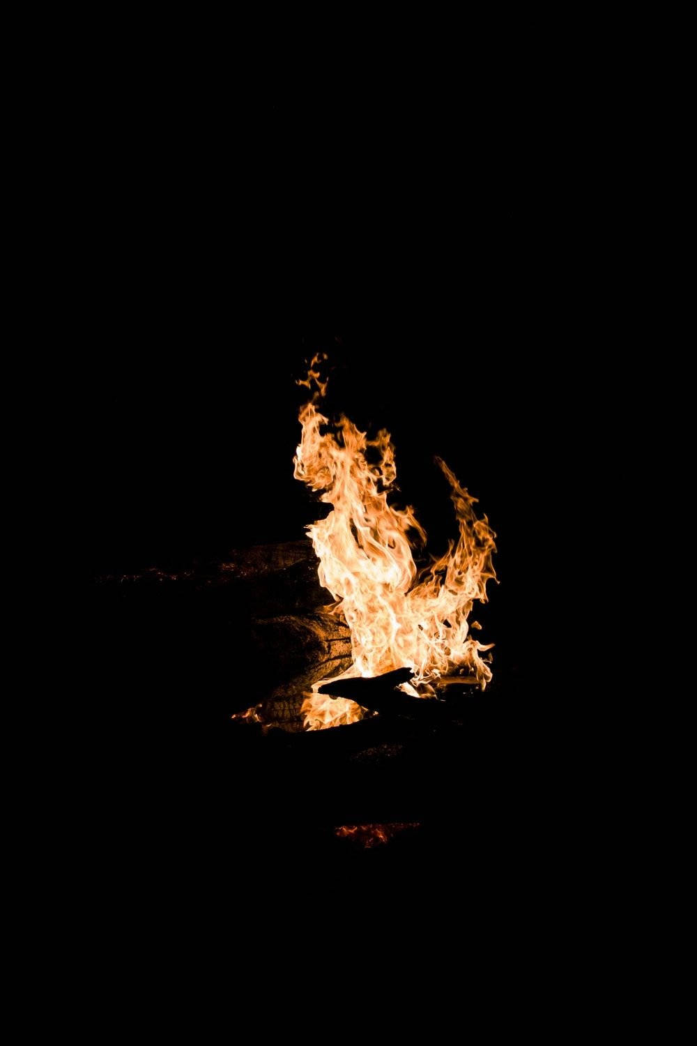 Burning Fire Oled Iphone Wallpaper
