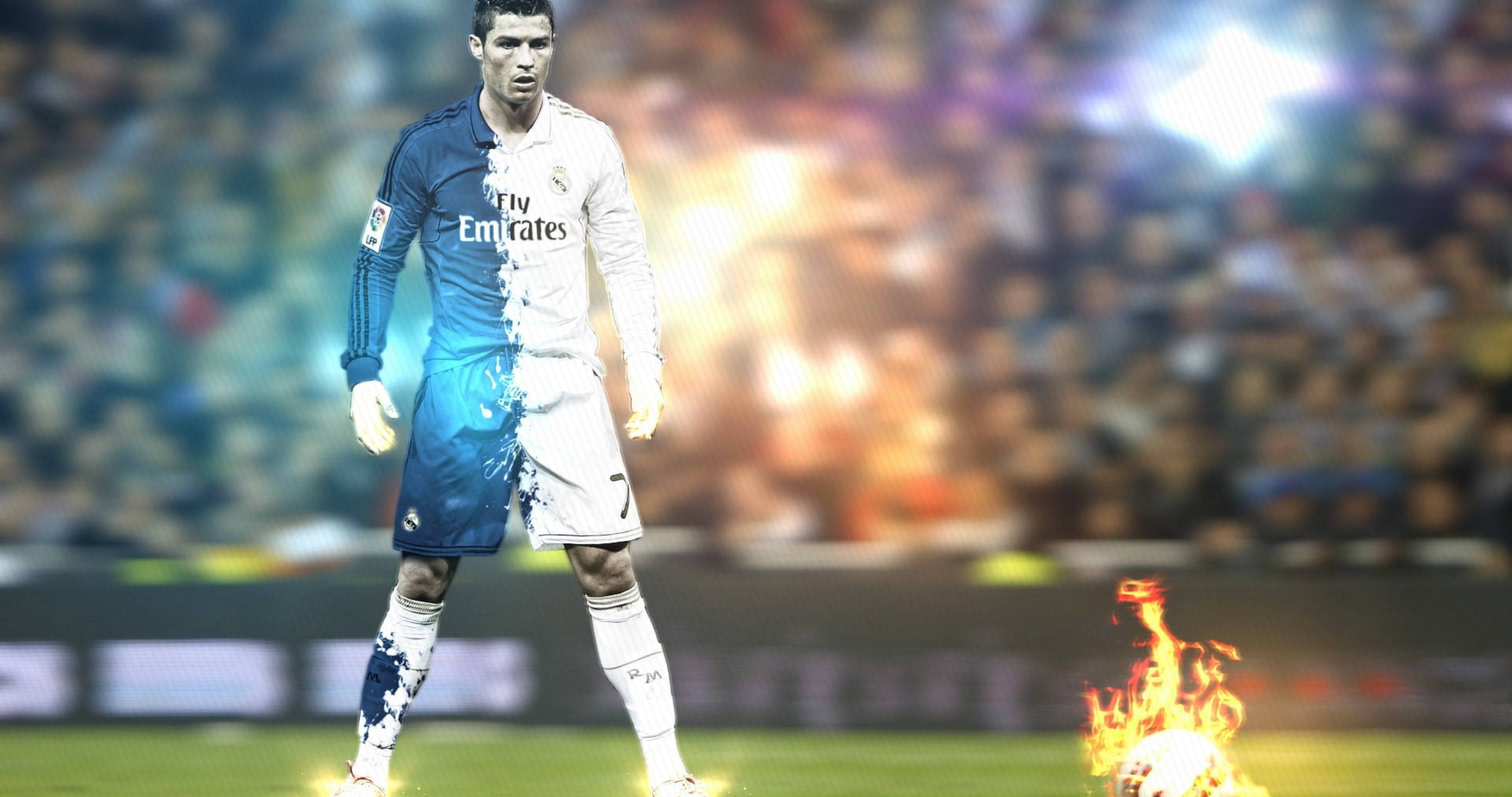 Burning Football Legend Cristiano Ronaldo Cool Digital Art Wallpaper